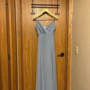 Birdy Grey Kaia Size XS Chiffon Flowy Formal Maxi Dress Dusty Blue
